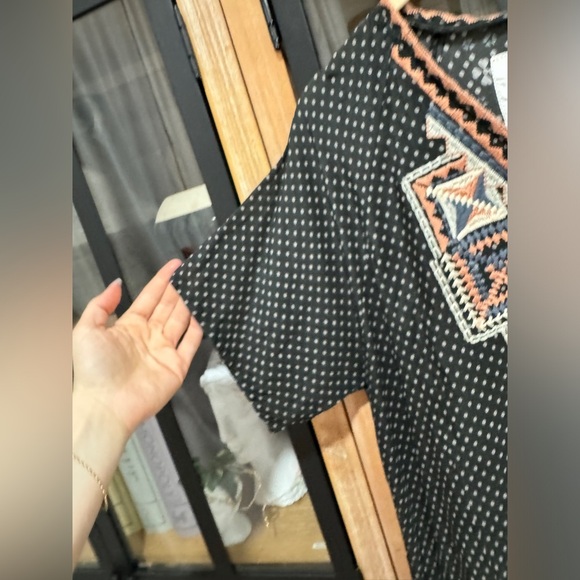 Johnny Was Silk Biya mini dress embroidered flowers floral ruffles short sleeve - Picture 7 of 9